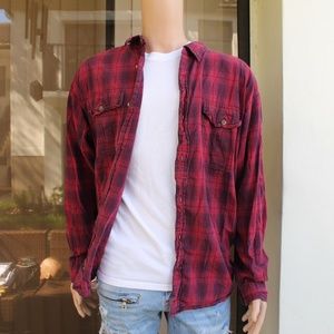 Dope pocket plaid button down  t-shirt